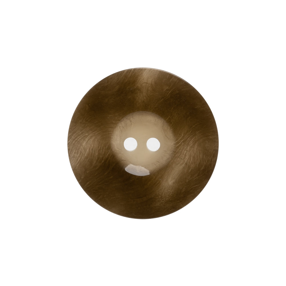 Plastic 2-Hole Button Made in Italy - Dark Brown Mottled Wide Rim - 36L/23mm