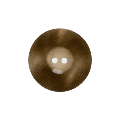 Plastic 2-Hole Button Made in Italy - Dark Brown Mottled Wide Rim - 36L/23mm