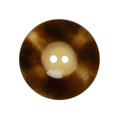 Plastic 2-Hole Button Made in Italy - Brown Mottled Wide Rim - 42L/27mm