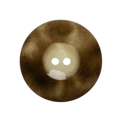 Plastic 2-Hole Button Made in Italy - Dark Brown Mottled Wide Rim - 42L/27mm