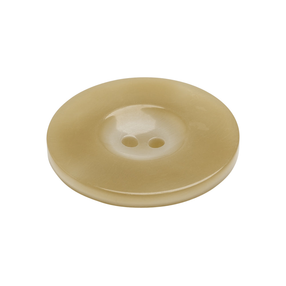 Plastic 2-Hole Button Made in Italy - Ivory Mottled Wide Rim - 42L/27mm Folded