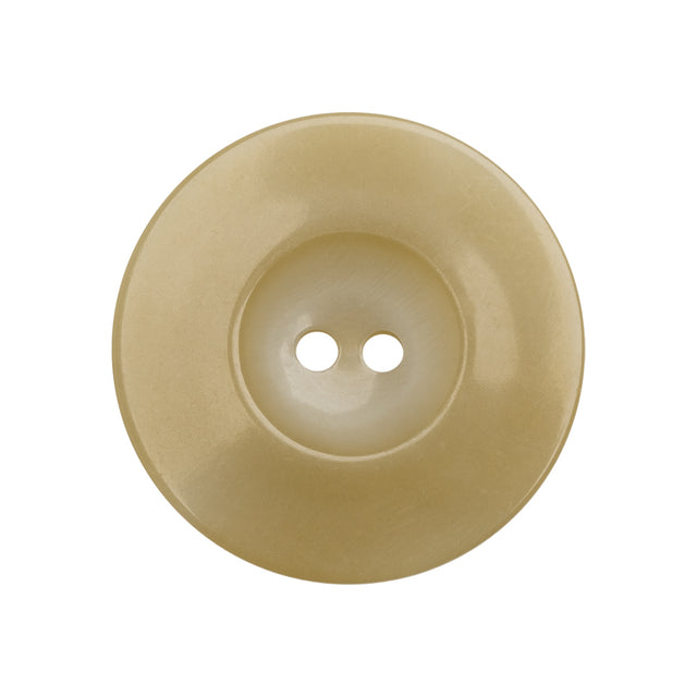 Plastic 2-Hole Button Made in Italy - Ivory Mottled Wide Rim - 42L/27mm
