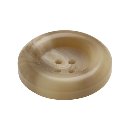 Plastic 4-Hole Button Made in Italy - Beige and Brown Swirled Tire Rim - 44L/28mm Folded