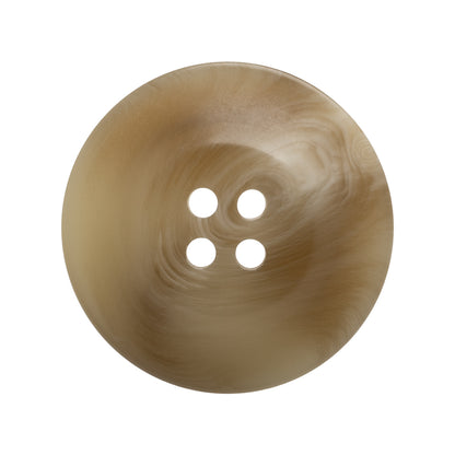Plastic 4-Hole Button Made in Italy - Beige and Brown Swirled Tire Rim - 44L/28mm Detail