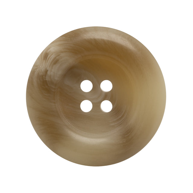 Plastic 4-Hole Button Made in Italy - Beige and Brown Swirled Tire Rim - 44L/28mm