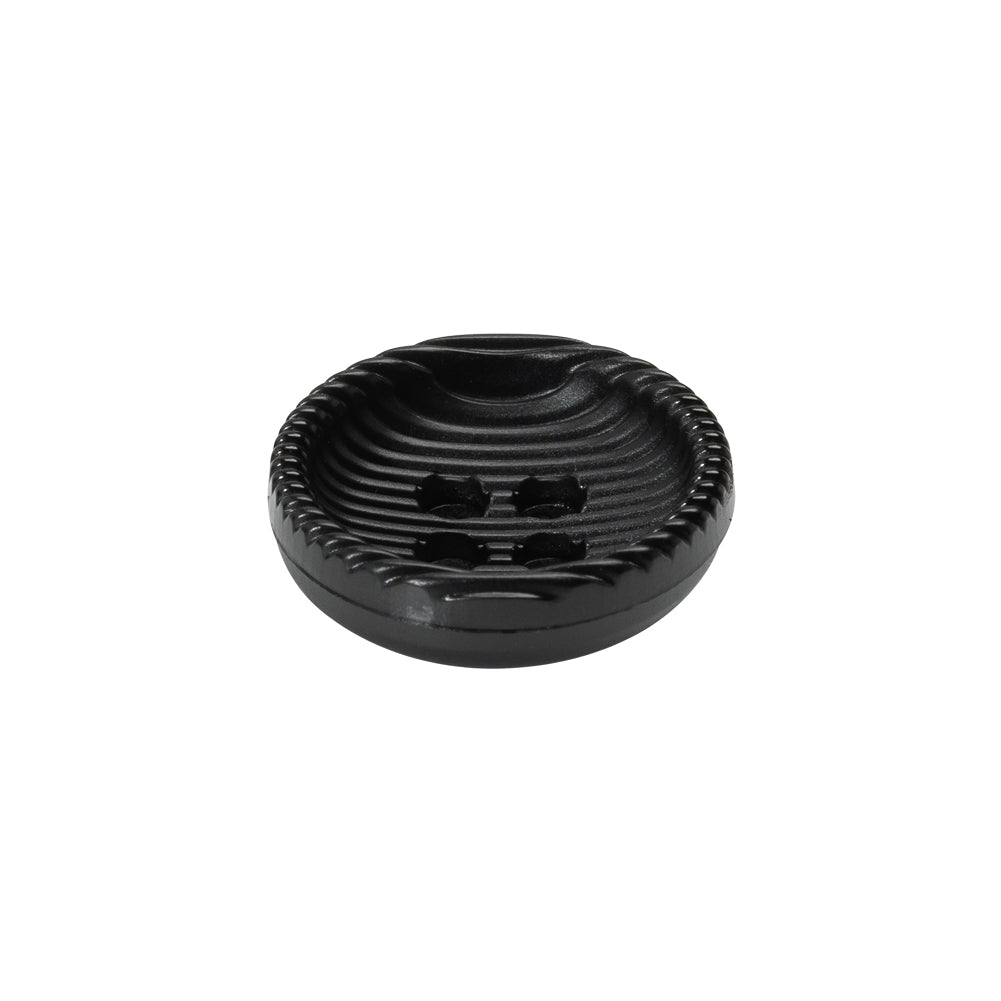 Plastic 4 Hole Button - Ribbed Black Bowl Shaped - 32L/20mm Folded