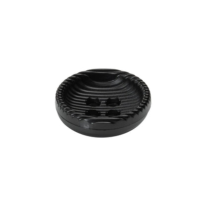 Plastic 4 Hole Button - Ribbed Black Bowl Shaped - 32L/20mm Folded