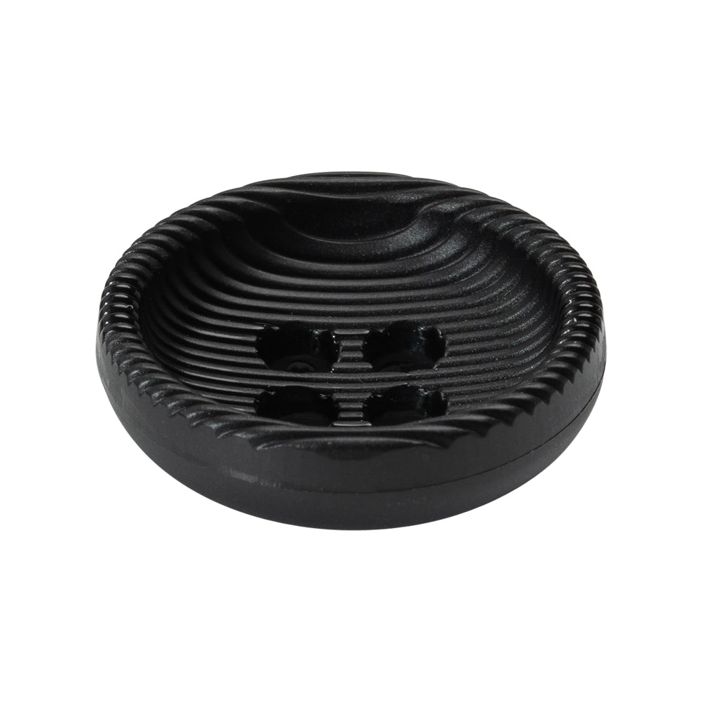 Plastic 4 Hole Button - Ribbed Black Bowl Shaped - 44L/28mm