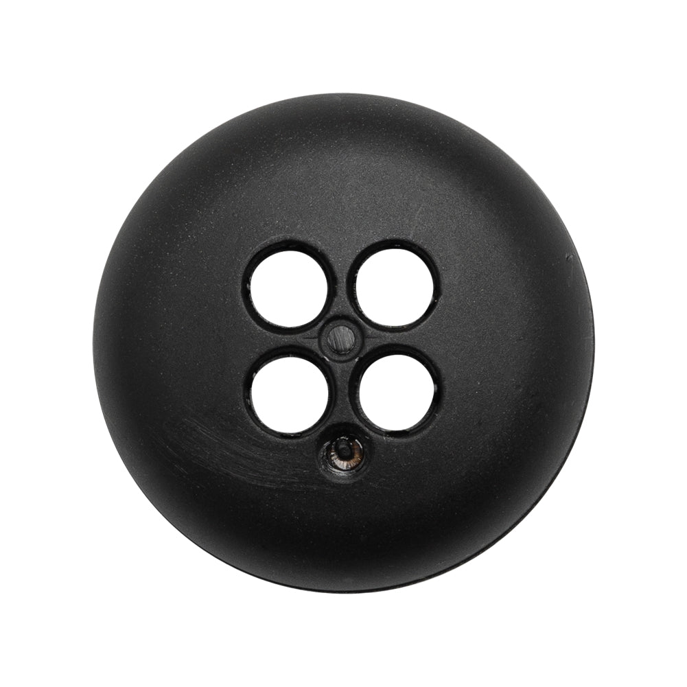 Plastic 4 Hole Button - Ribbed Black Bowl Shaped - 44L/28mm