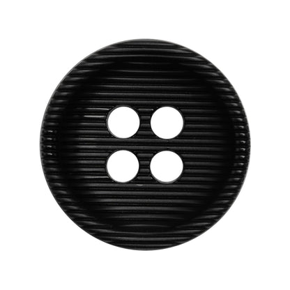 Plastic 4 Hole Button - Ribbed Black Bowl Shaped - 44L/28mm