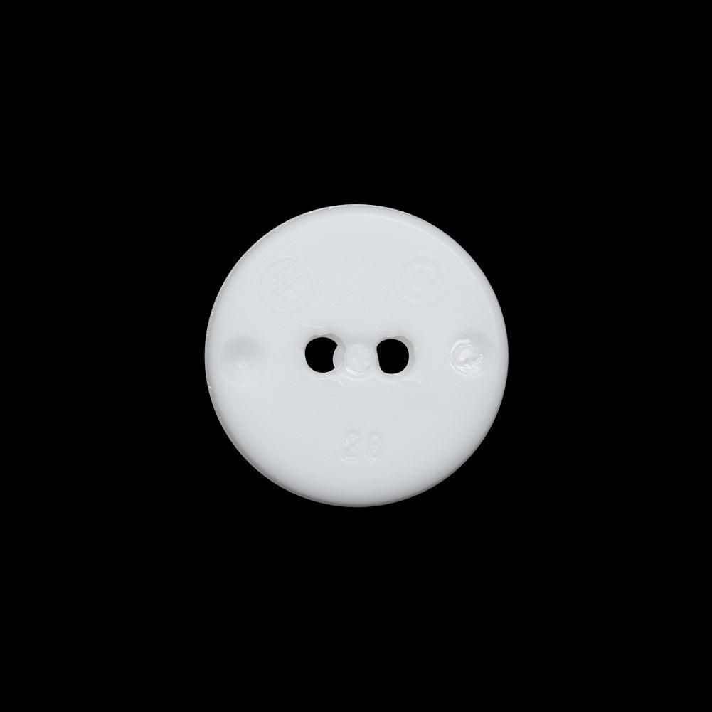 Flat Plastic 2-Hole Button - White Faceted Rim - 28L/18mm