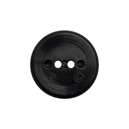 Flat Plastic 2-Hole Button - Black Faceted Rim - 36L/23mm