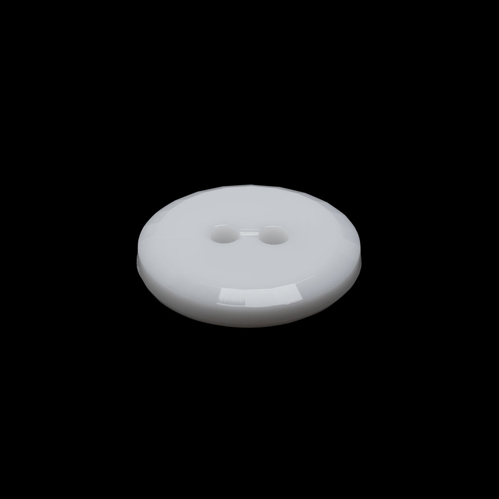 Flat Plastic 2-Hole Button - White Faceted Rim - 30L/19mm - Folded