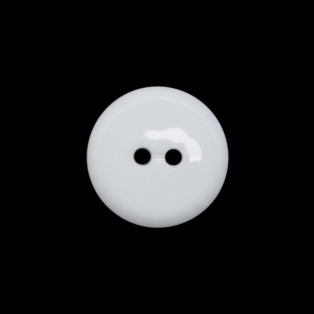 Flat Plastic 2-Hole Button - White Faceted Rim - 30L/19mm