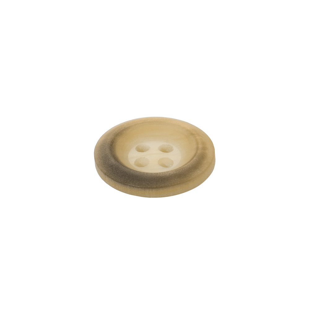 Rolled Rim 4-Hole Plastic Button - Beige and Taupe Iridescent - 24L/15mm - Folded