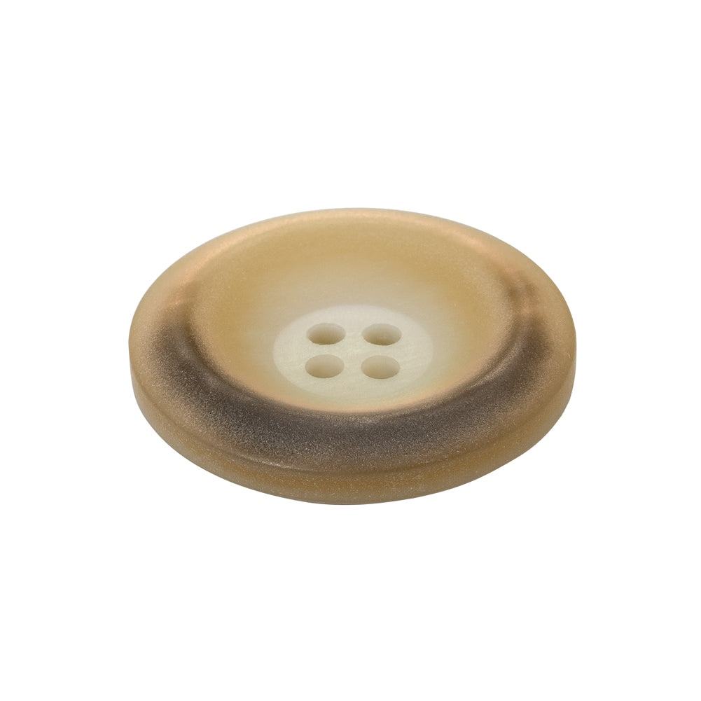 Rolled Rim 4-Hole Plastic Button - Beige and Taupe Iridescent - 40L/25.5mm - Folded