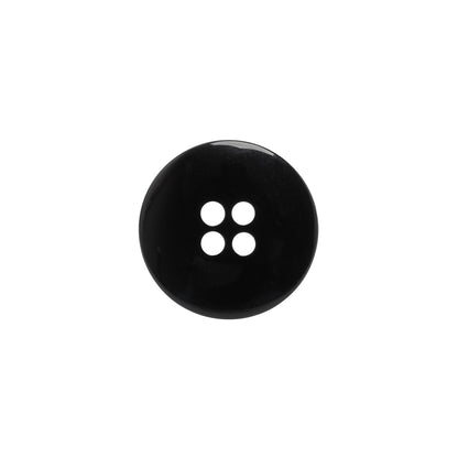 Plastic 4-Hole Button - Black Dish Shaped Matte Rim - 24L/15mm