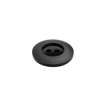 Plastic 2-Hole Button - Black Wide Matte Rim - 24L/15mm