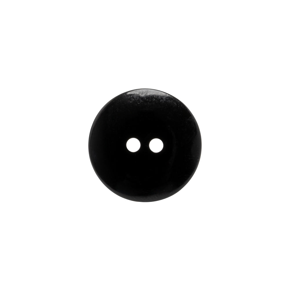 Plastic 2-Hole Button - Black Wide Matte Rim - 24L/15mm