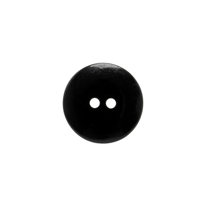 Plastic 2-Hole Button - Black Wide Matte Rim - 24L/15mm