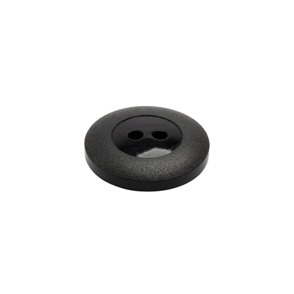 Plastic 2-Hole Button - Black Wide Matte Rim - 28L/18mm