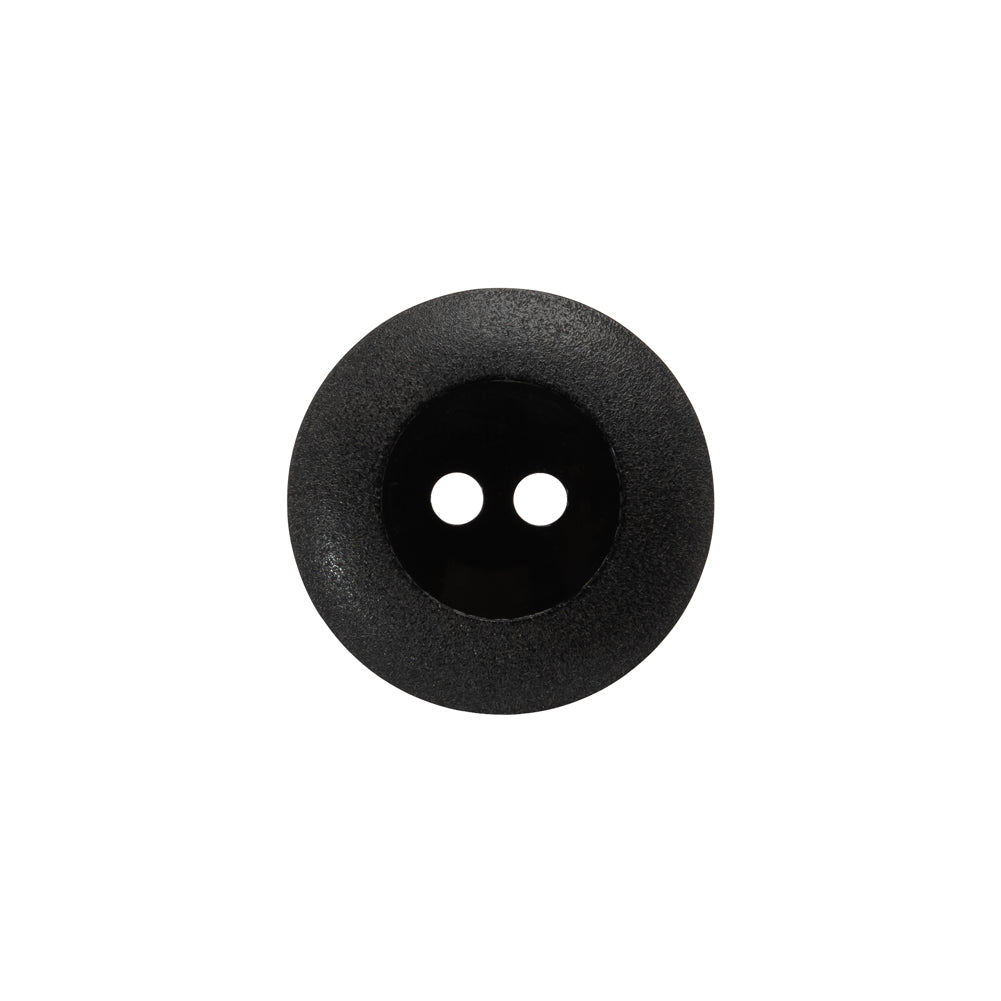 Plastic 2-Hole Button - Black Wide Matte Rim - 28L/18mm