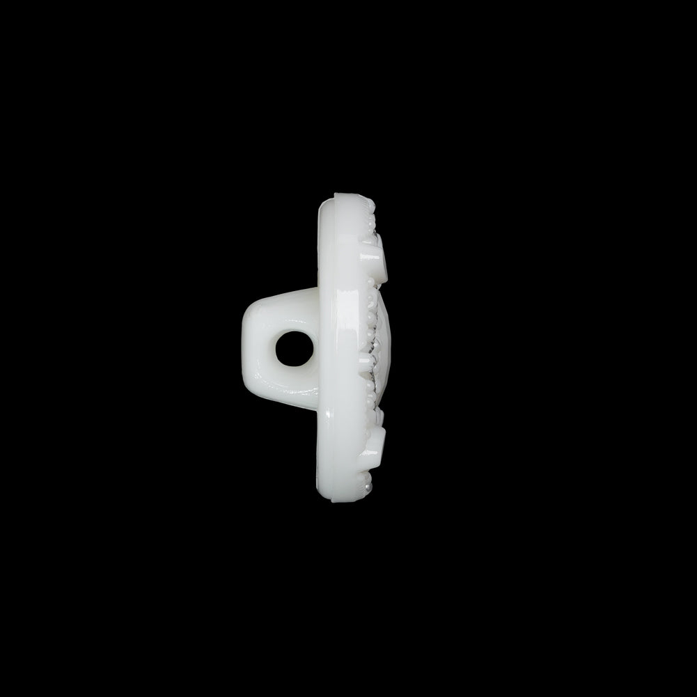 Faceted Plastic Shank Back Button - White and Silver Faux Gems - 30L/19mm - Folded