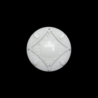 Faceted Plastic Shank Back Button - White and Silver Faux Gems - 30L/19mm
