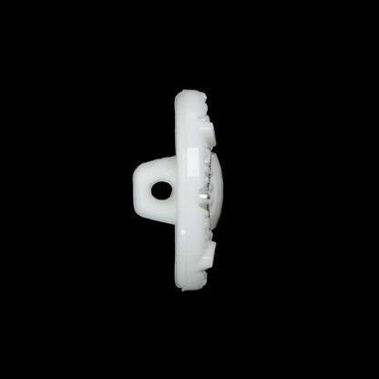 Faceted Plastic Shank Back Button - White and Silver Faux Gems - 36L/23mm