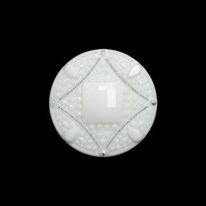 Faceted Plastic Shank Back Button - White and Silver Faux Gems - 36L/23mm