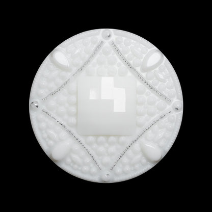 Faceted Plastic Shank Back Button - White and Silver Faux Gems - 44L/28mm
