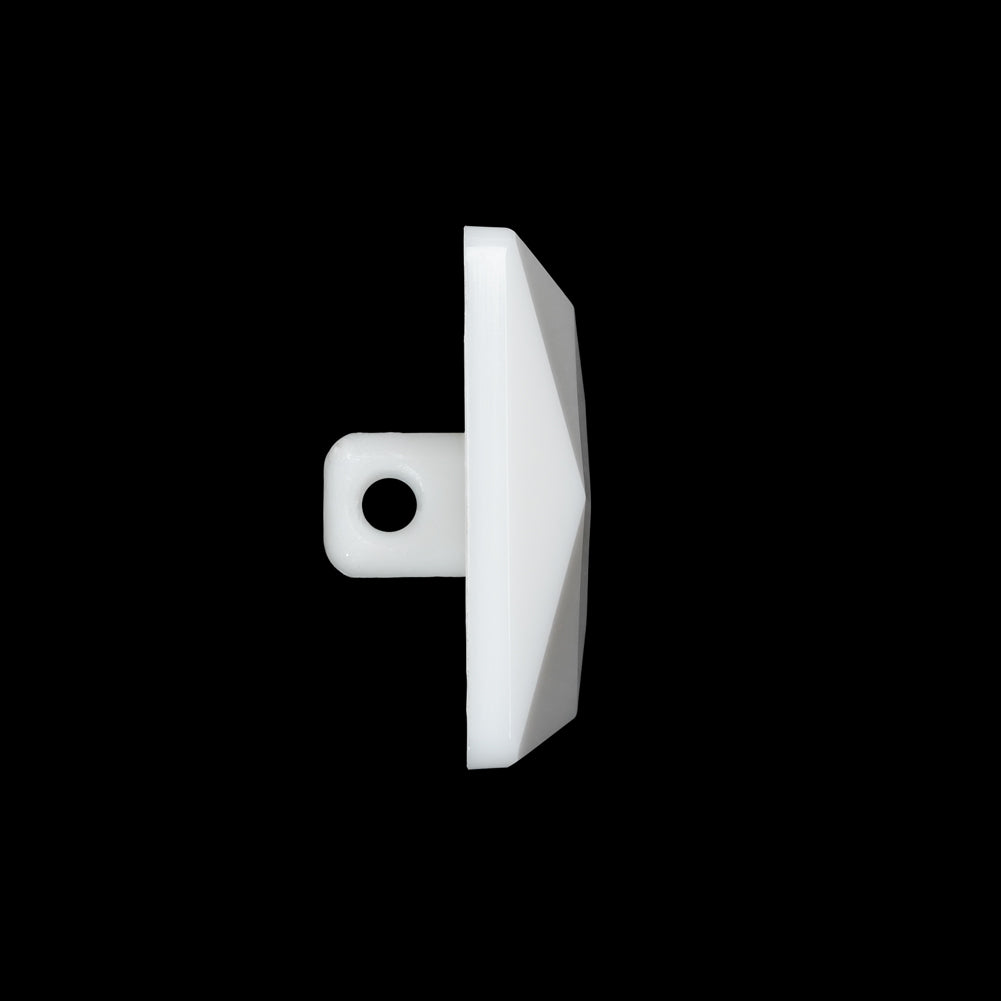 Plastic Shank Back Button - White Faceted Square - 44L/28mm