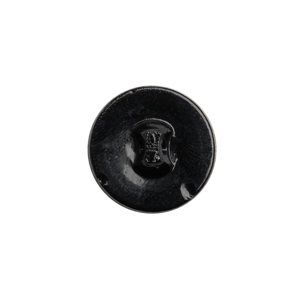 Faceted Glass Shank Back Button - Black Matte Center - 28L/18mm