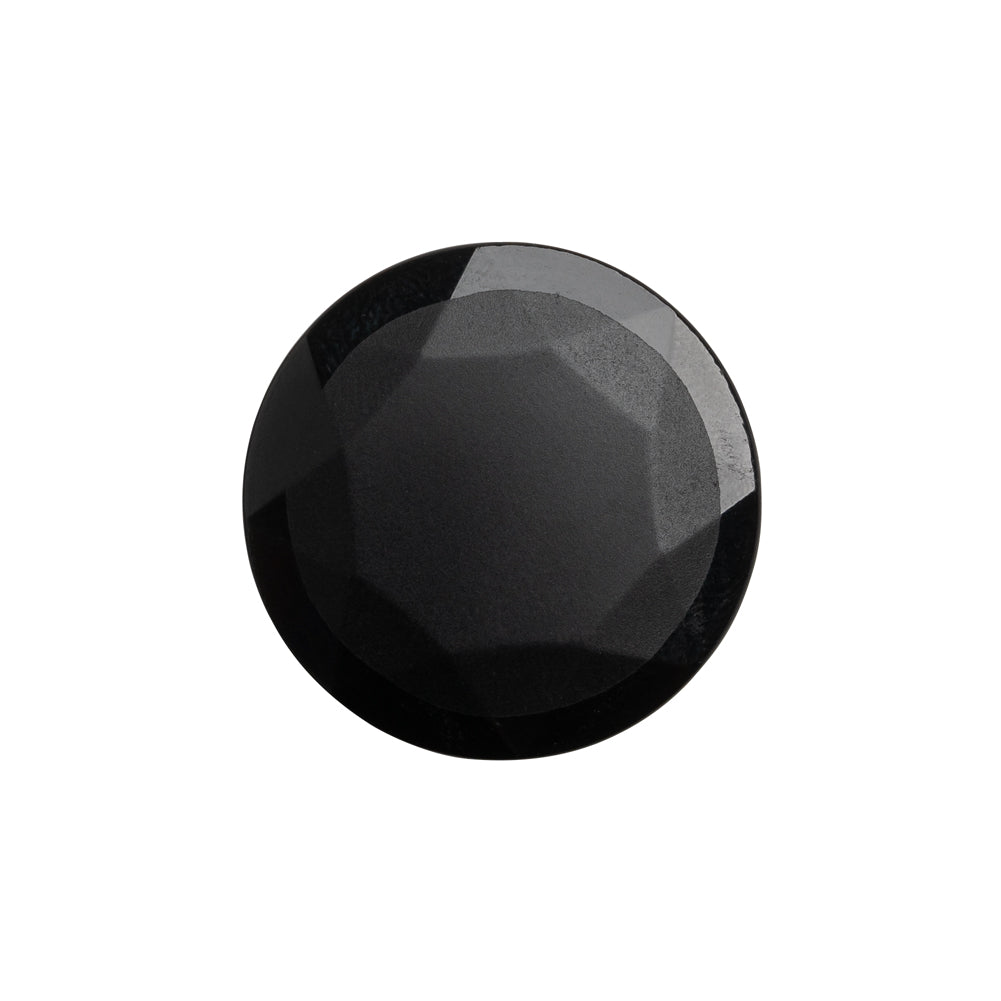 Faceted Glass Shank Back Button - Black Matte Center - 34L/21.5mm