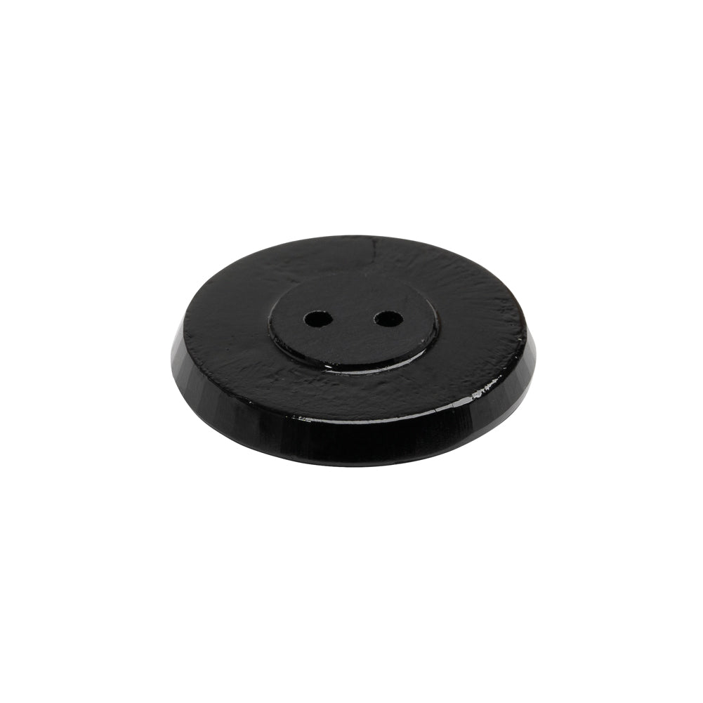 Flat Glass 2-Hole Button - Black - 35L/22mm - Folded