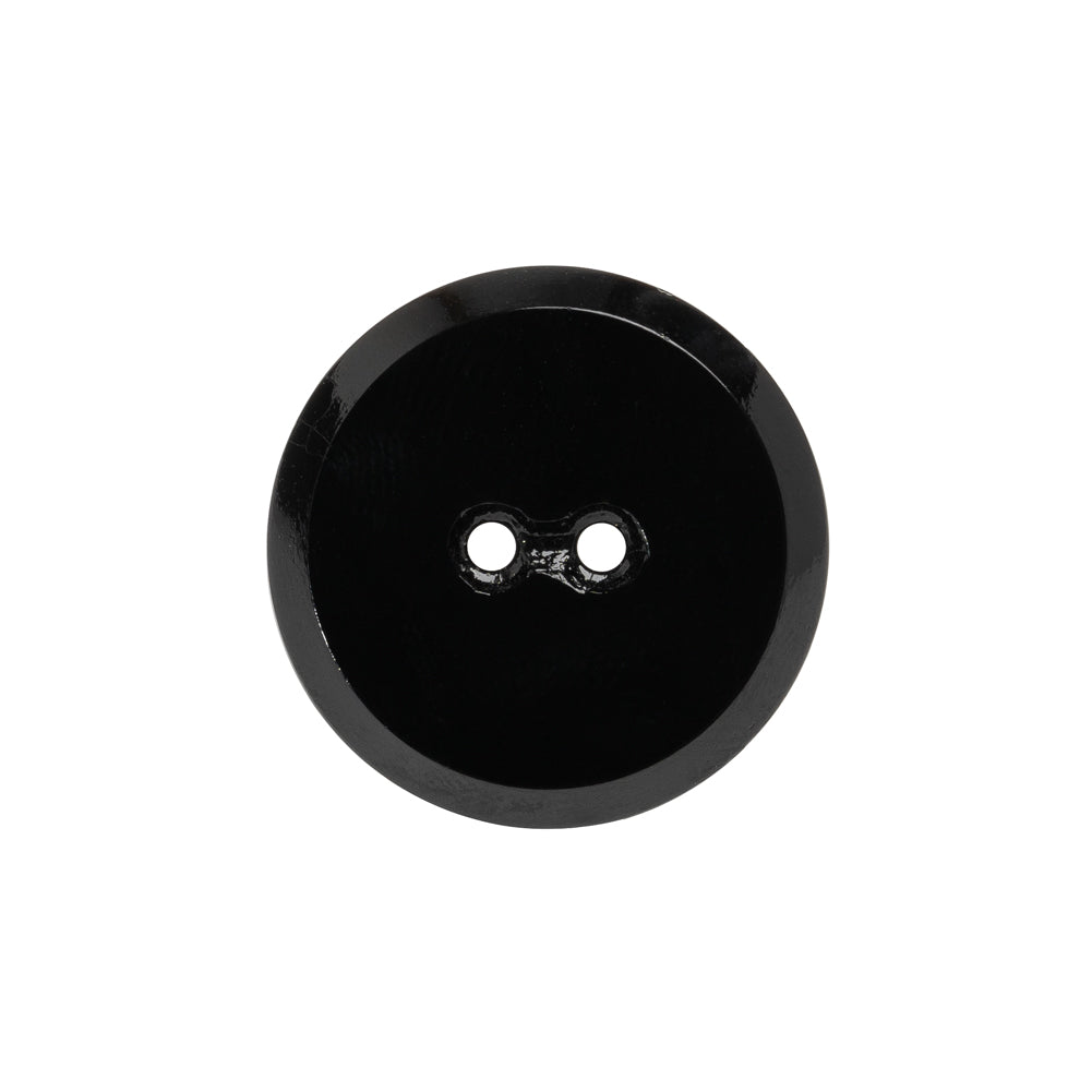 Flat Glass 2-Hole Button - Black - 35L/22mm - Detail