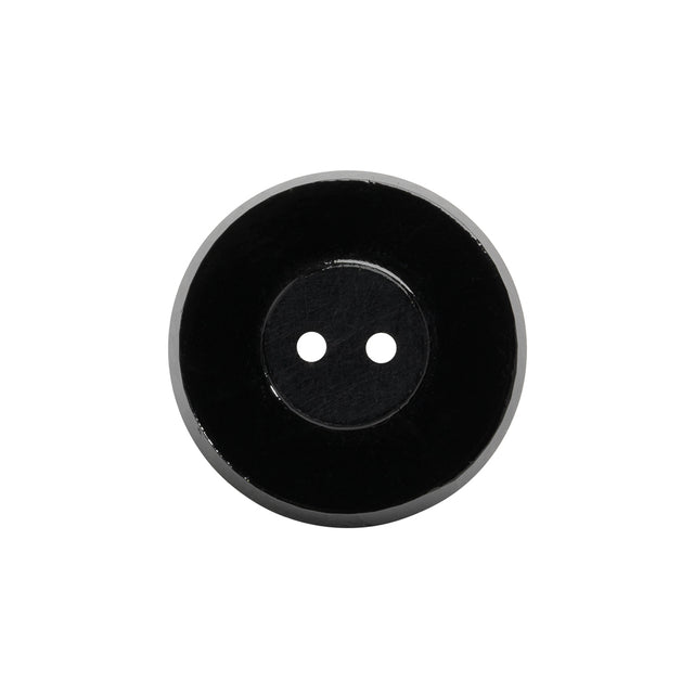 Flat Glass 2-Hole Button - Black - 35L/22mm