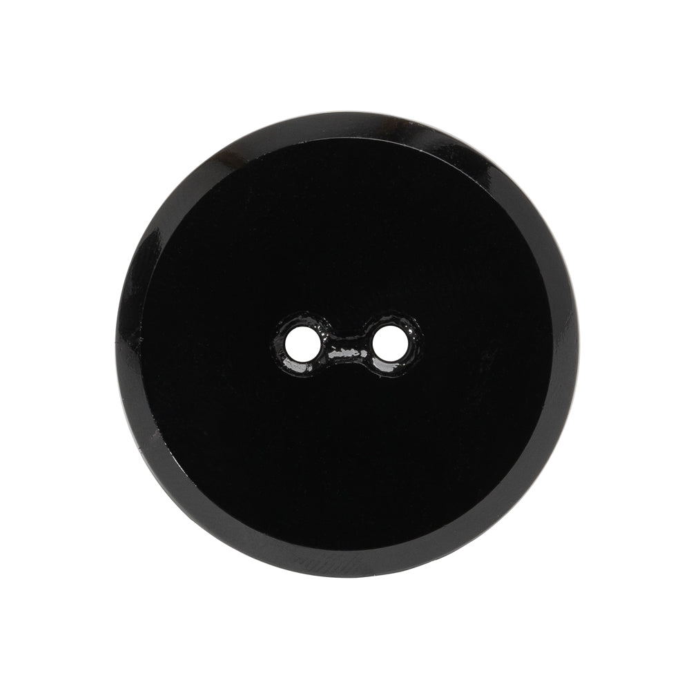 Flat Glass 2-Hole Button - Black - 42L/27mm - Detail