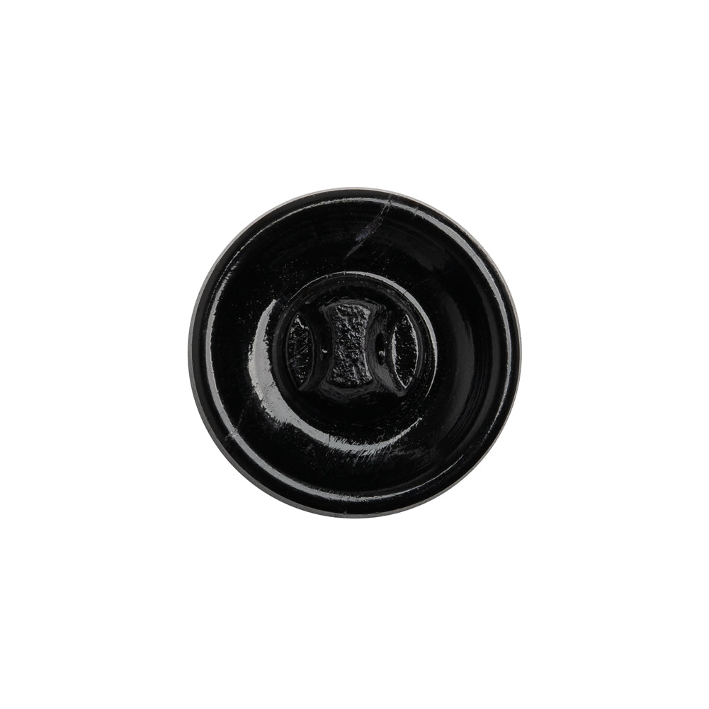 Glass Shank Back Button - Black Faceted Rim - 32L/20mm