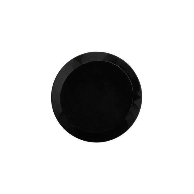 Glass Shank Back Button - Black Faceted Rim - 32L/20mm