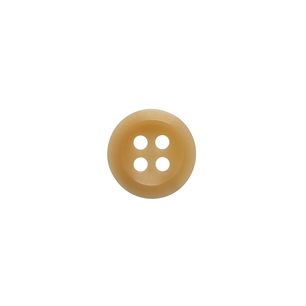 Horn 4-Hole Button - 18L/11.5mm - Beige Dish-Shaped