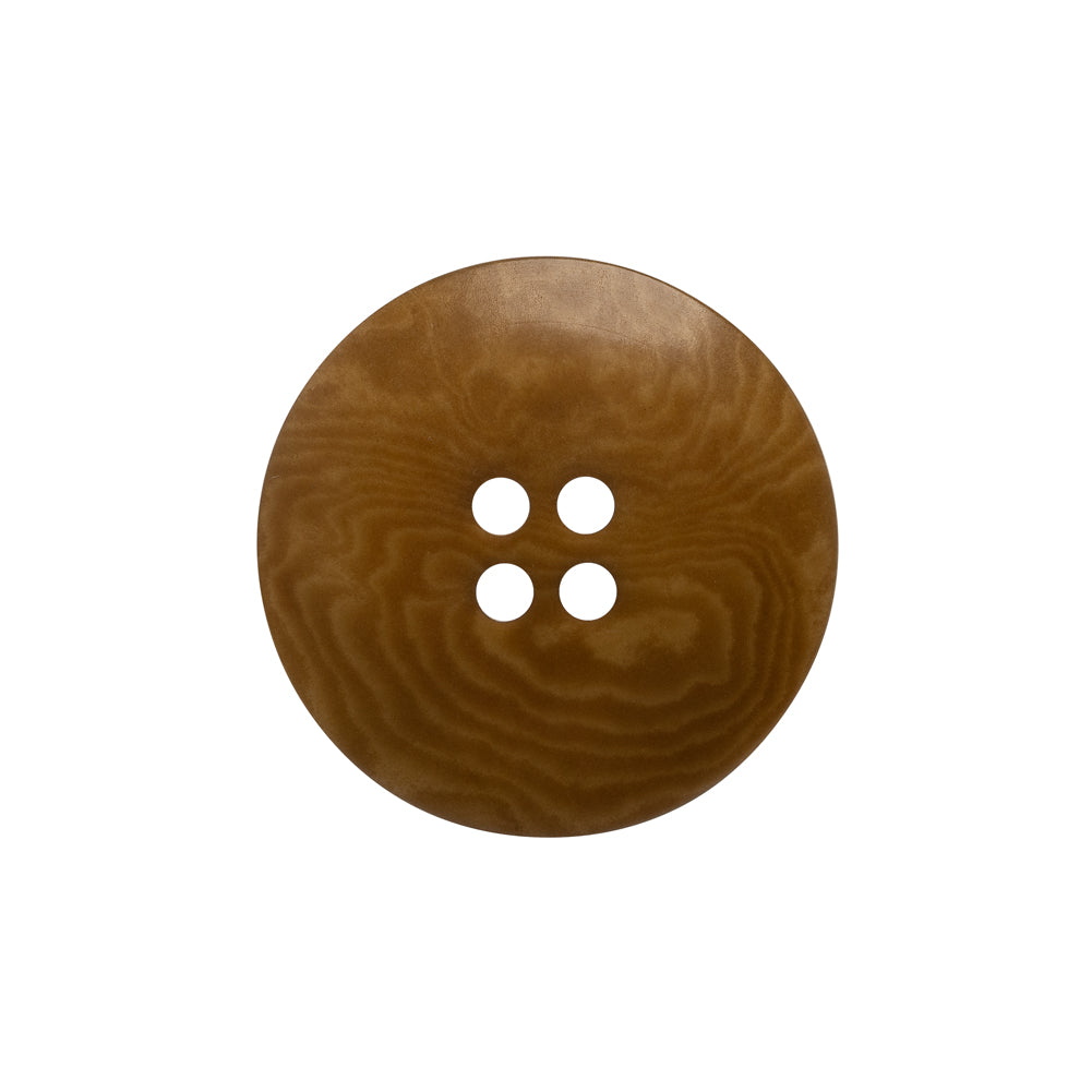 Horn 4-Hole Button - 36L/23mm - Light Brown Swirled Rolled Rim - Detail