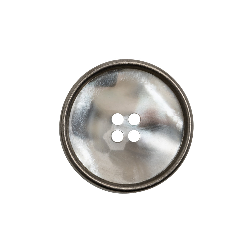 Shell 4-Hole Button - 36L/23mm - Translucent Gray with Gunmetal Narrow Rim