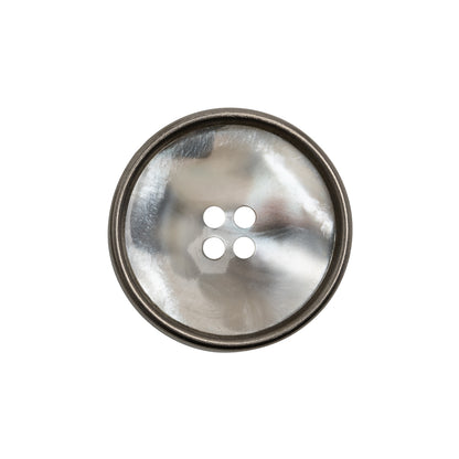 Shell 4-Hole Button - 36L/23mm - Translucent Gray with Gunmetal Narrow Rim