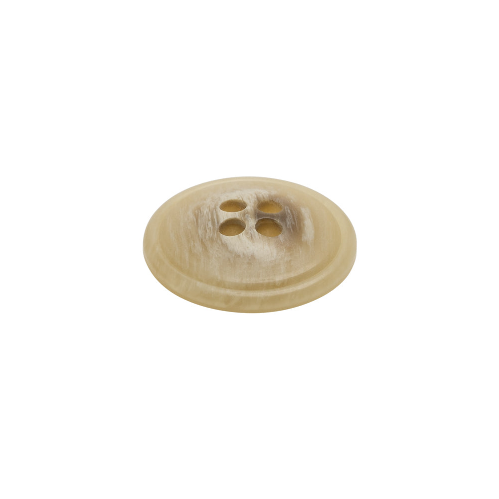 Plastic 4-Hole Button - 28L/18mm - Beige and Brown Striated - Made in Italy - Folded