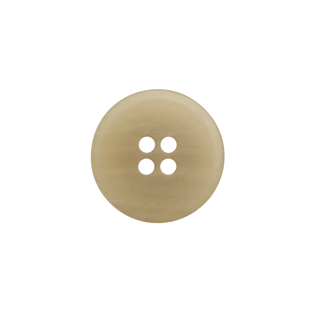 Plastic 4-Hole Button - 28L/18mm - Beige and Brown Striated - Made in Italy - Detail
