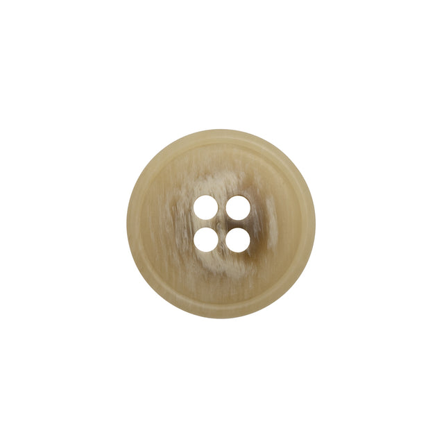 Plastic 4-Hole Button - 28L/18mm - Beige and Brown Striated - Made in Italy