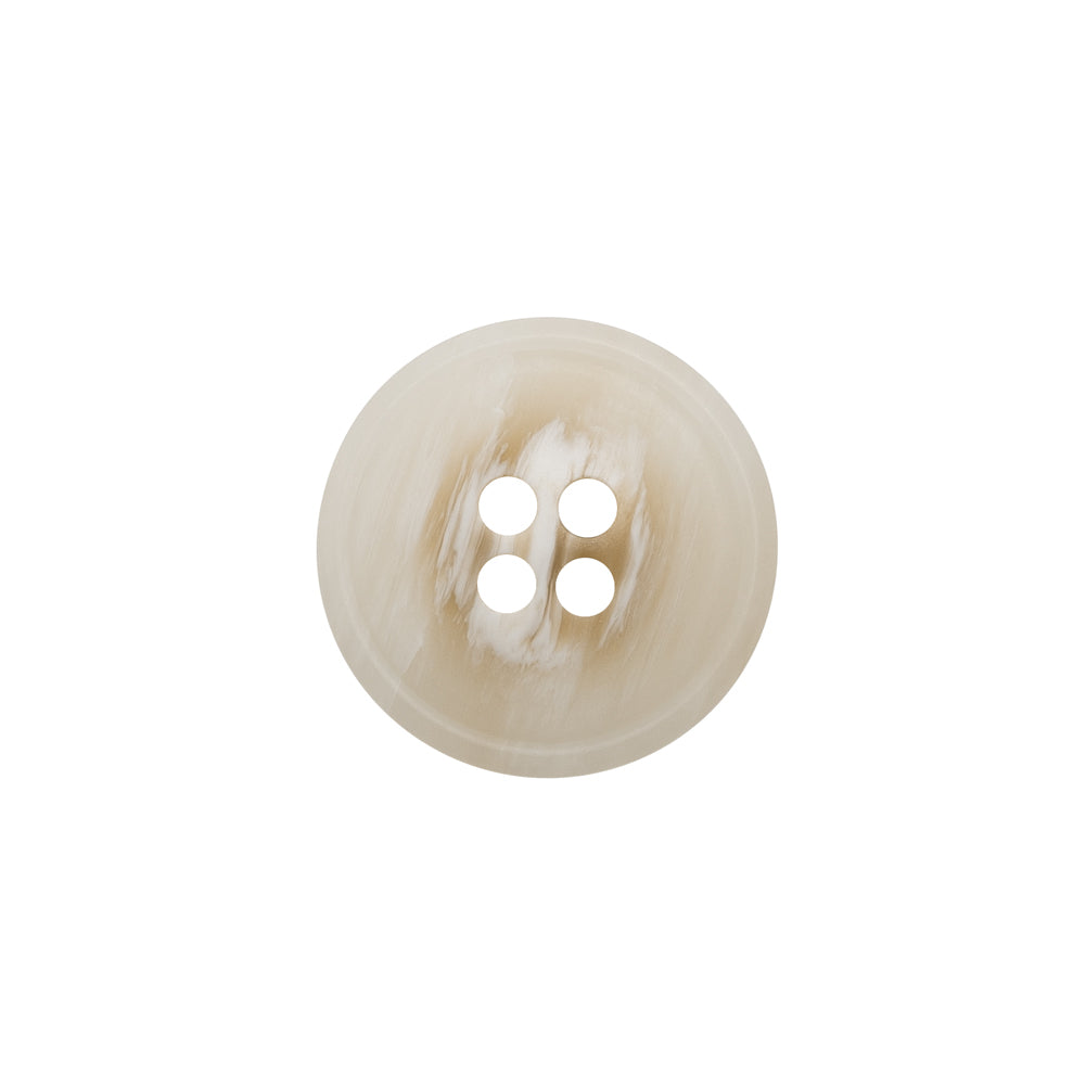 Plastic 4-Hole Button - 28L/18mm - White and Cream Striated - Made in Italy