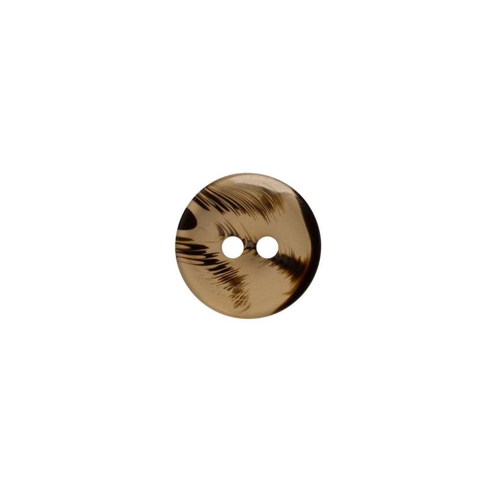 Plastic 2-Hole Button - 18L/11.5mm - Brown and Black Translucent Rolled Rim