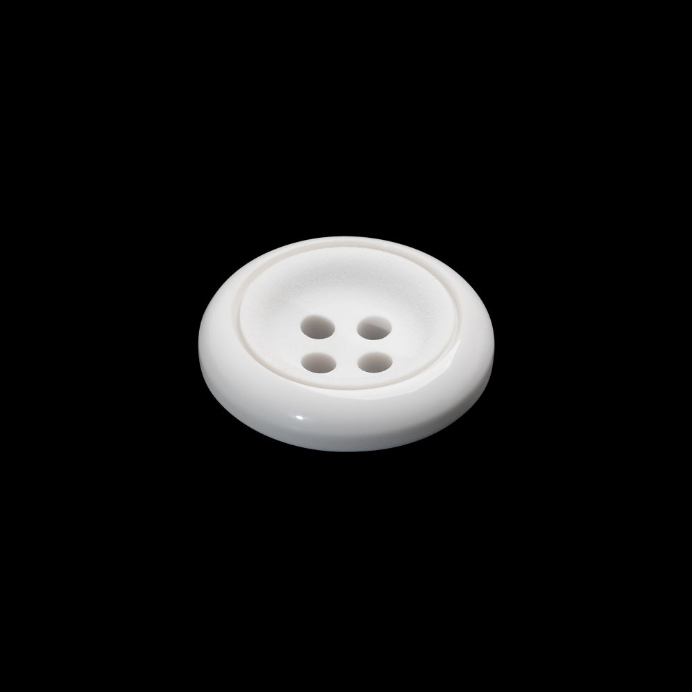 Plastic 4-Hole Button - 28L/18mm - White Tire Rim with Engraved Ring